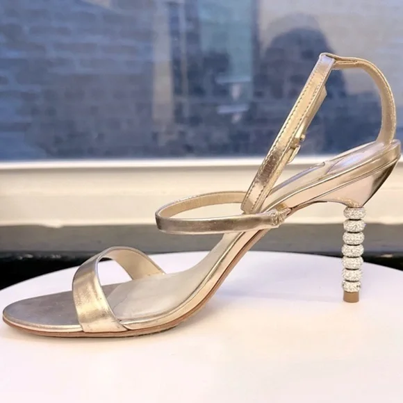 🌺SOPHIA WEBSTER🌺 Rosalind Metallic Crystal-Heel Sandals size 37 - Picture 8 of 17